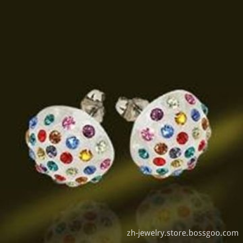 Rhinestone Stud Earrings, Made of Alloy